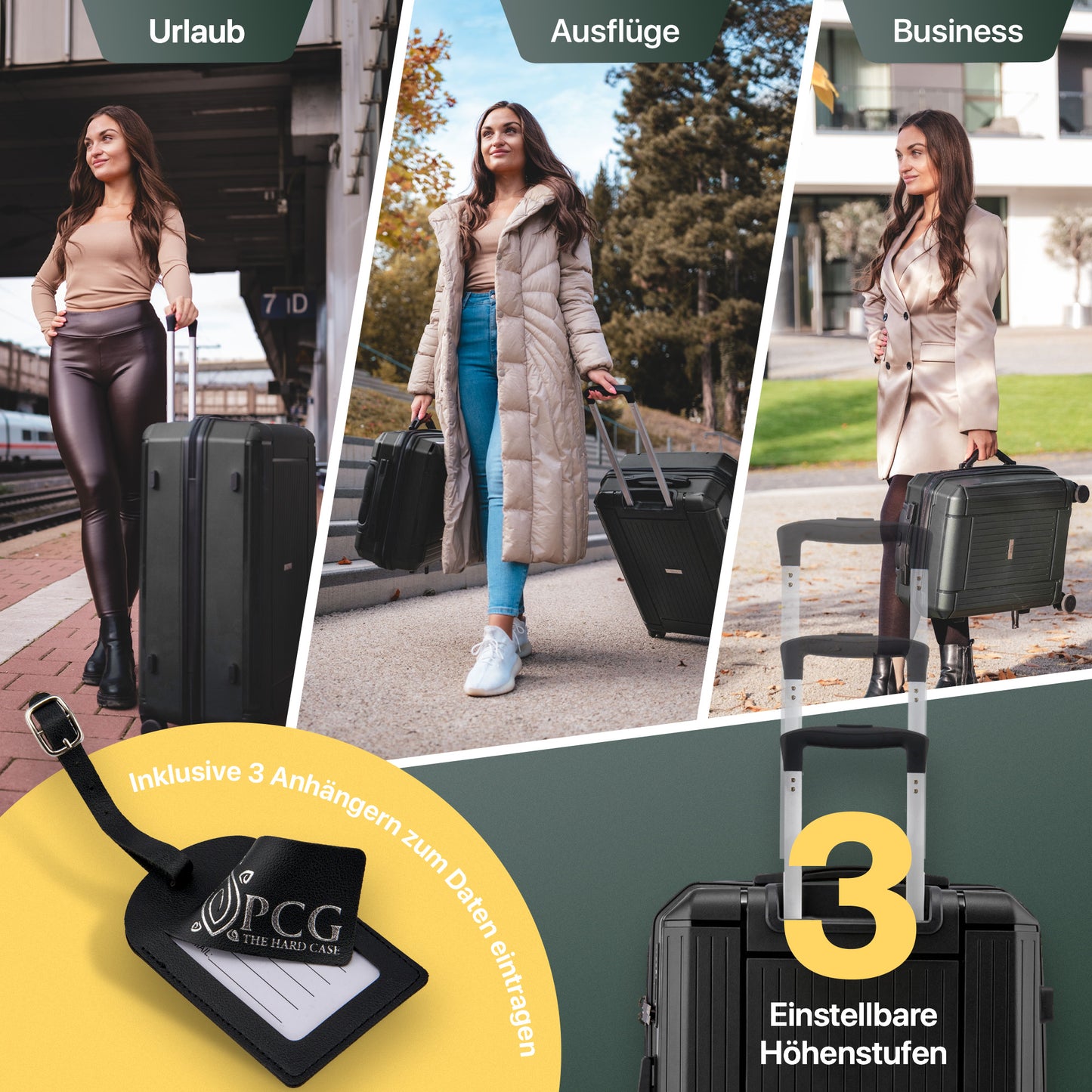 PCG THE HARD CASE premium Koffer 3er Set Schwarz